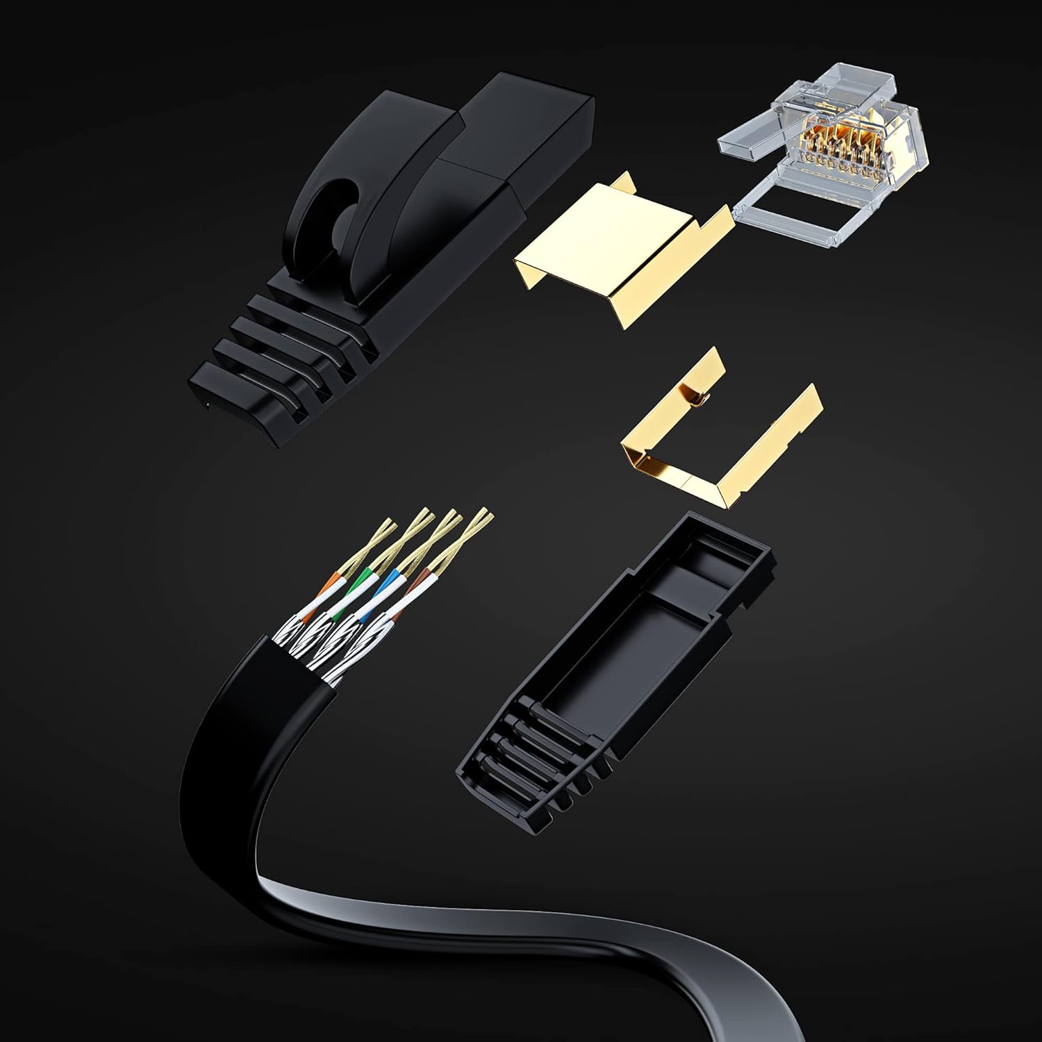 Cat 7 Ethernet Cable 1ft Flat Internet LAN Network Patch Cord RJ45 Connectors 2 Pack - Blue : Electronics