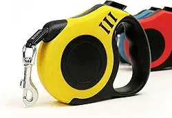 Coleira Guia Retrátil para Cachorros e Gatos 3 Metros – Trela de Passeio Automática em Nylon Reforçado com Trava de Segurança, Resistente e Confortável para Pets até 15kg (Amarelo)