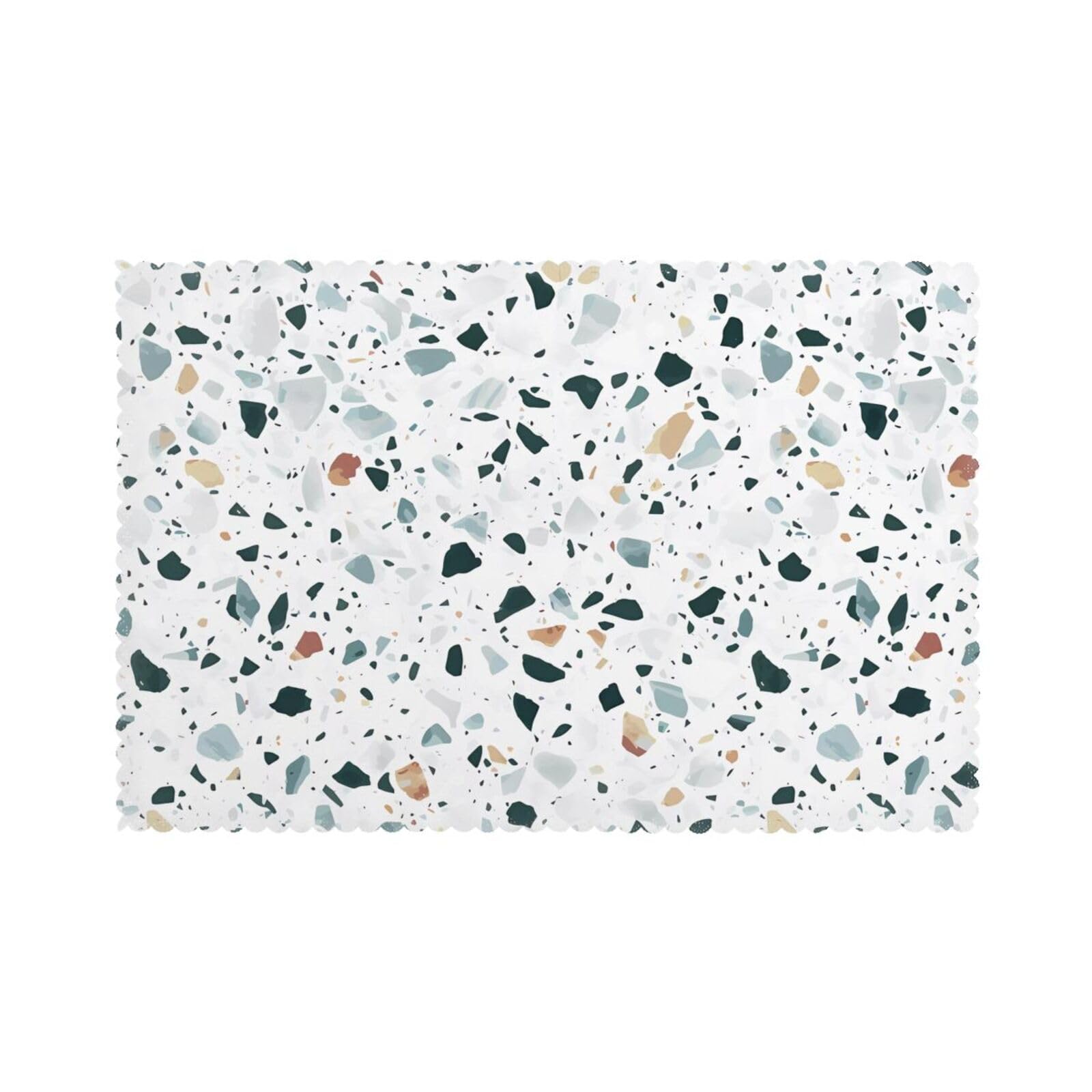 Whjshop White Terrazzo Marble Pastel Picture Placemats For Dining Table Set Of 6 Thick And Sturdy Design For Excellent Wear Resistance, Good Wrinkle Resistance