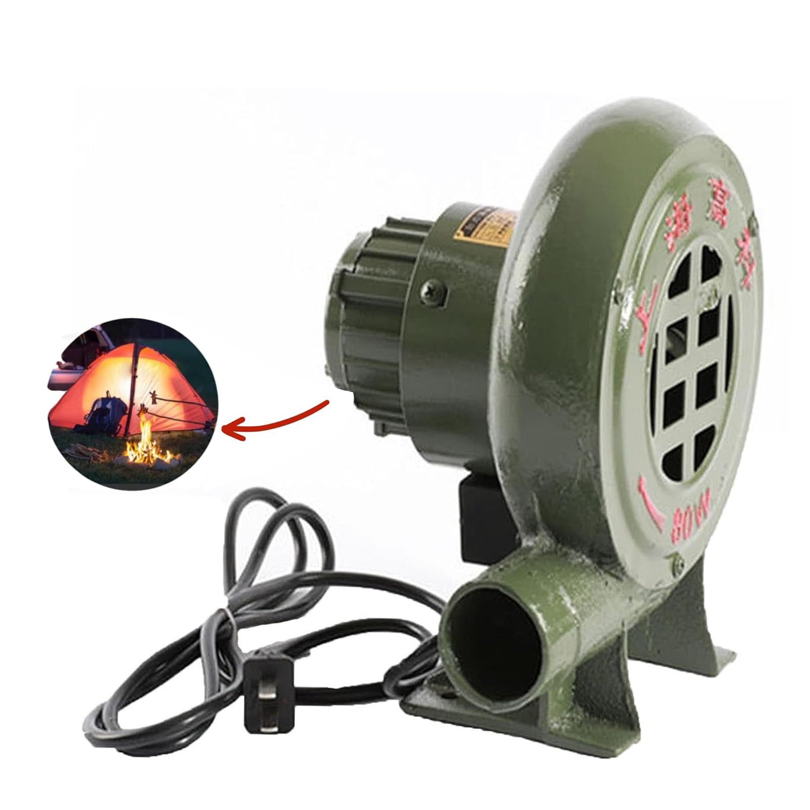 Hinchable Ventilador De Aire Eléctrico - 220V Soplador De Aire Eléctrico Centrífugo, BBQ Que Cocina El Ventilador Manual, Parrilla del Encendedor del Carbón De Fan, para Camping/Picnic(100W)