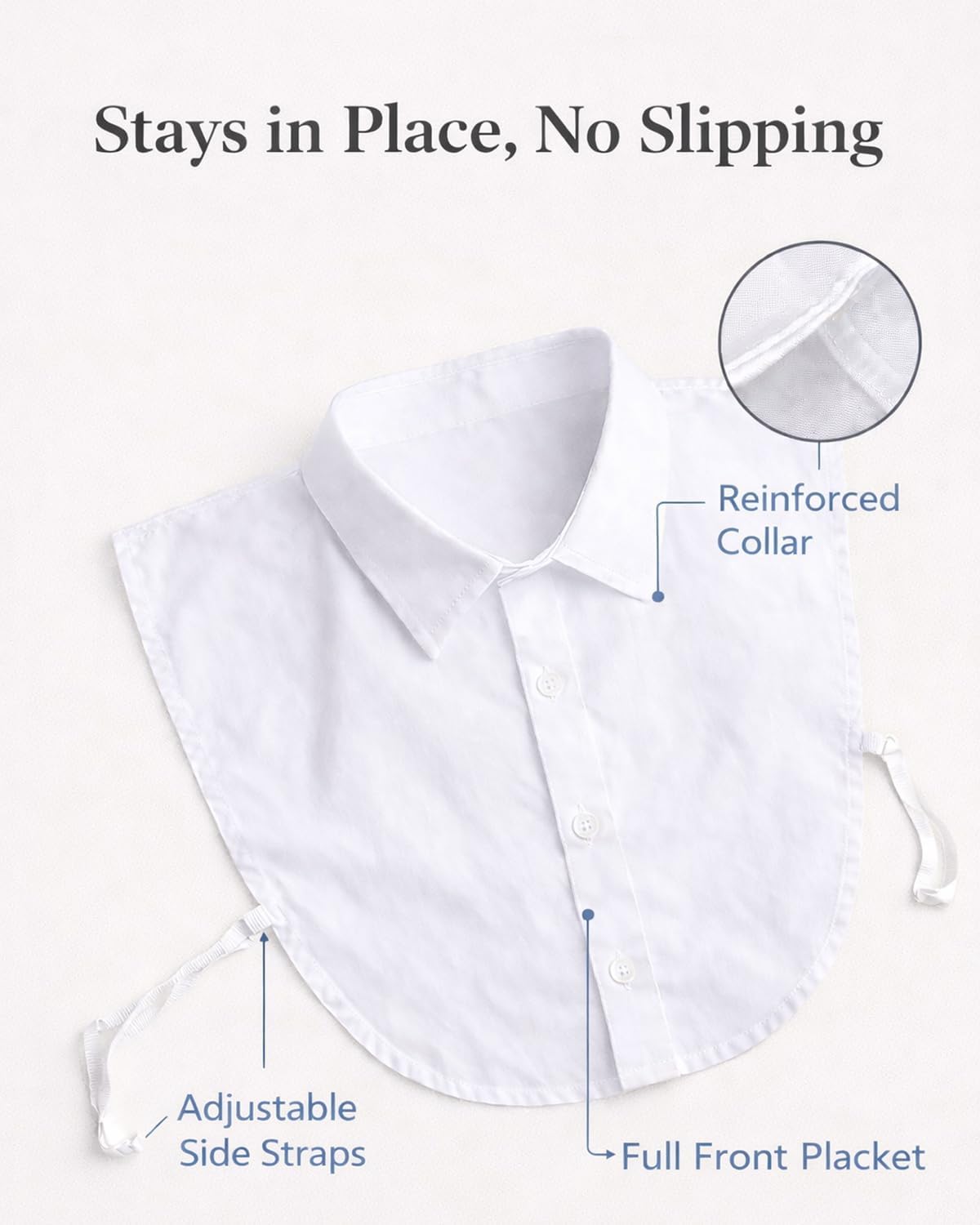4 Pack Detachable Dickey Collar Blouse for Women, Fake White Collar Shirt, Faux Shirt Collared Bib for Under Sweater - Image 3
