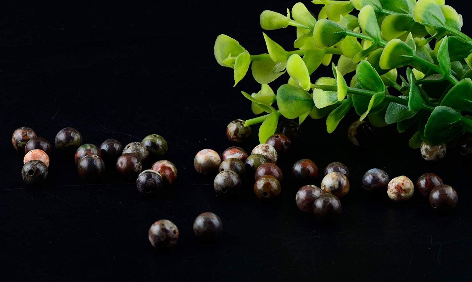 Natural Stone Beads 100pcs 10mm Ocean Jade Round Genuine Real Stone Beading Loose Gemstone Hole Size 1mm DIY Smooth Beads for Bracelet Necklace Earrings Jewelry Making (Ocean Jade - Image 4