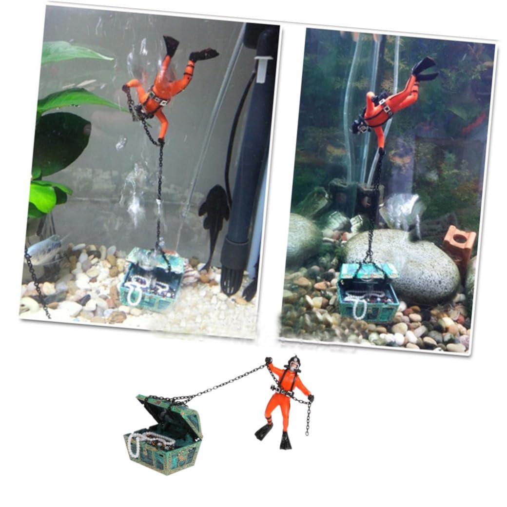 Happyyami 2 Pièces Ornement d'aquarium Treasure Box Ornements pour Aquarium décorations artificielles d'aquarium décorations d'aquarium Coffre trésor équipement États- décorer