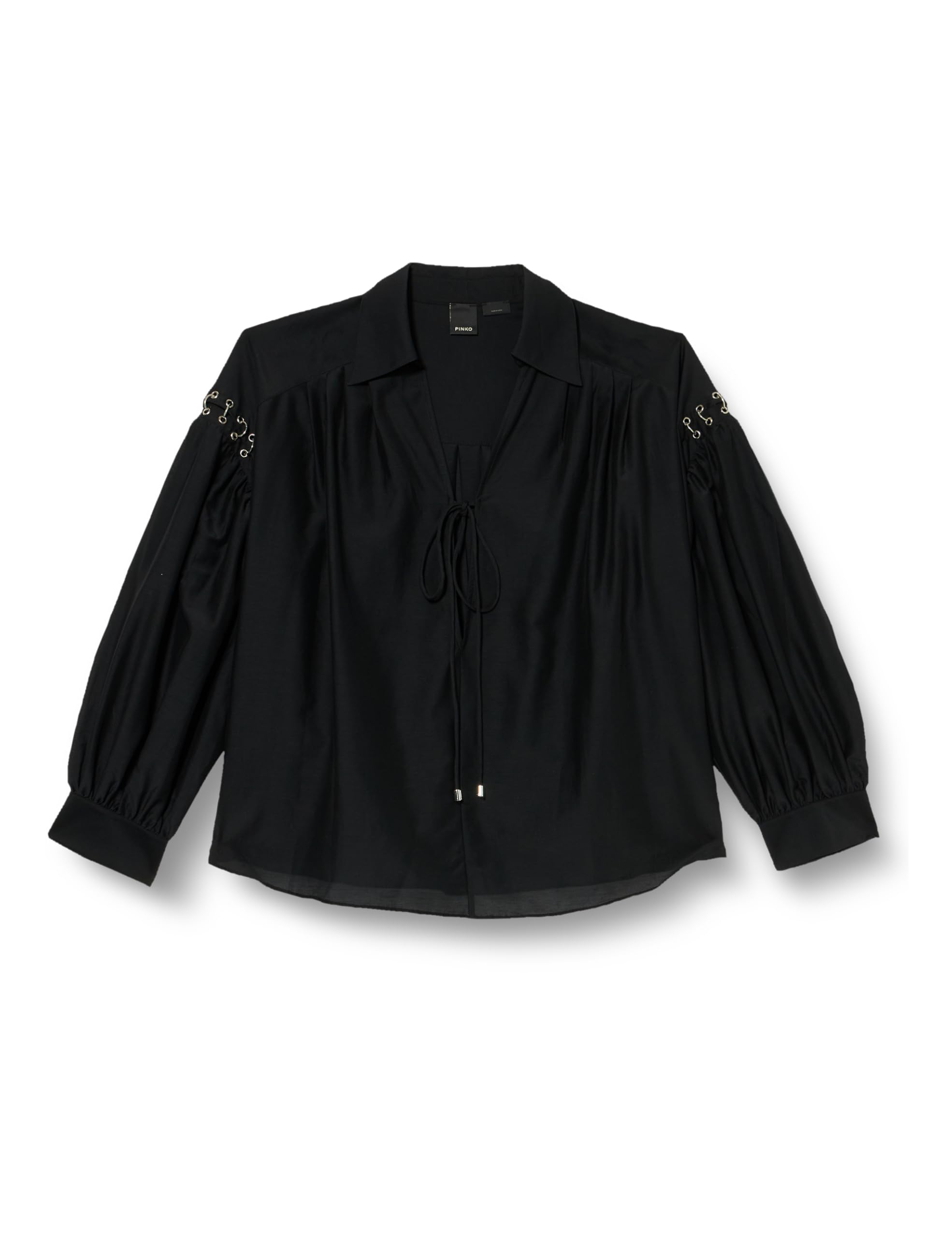 Pinko Elf Blusa Voile Seta Cotone con Piercing Camicia da Donna