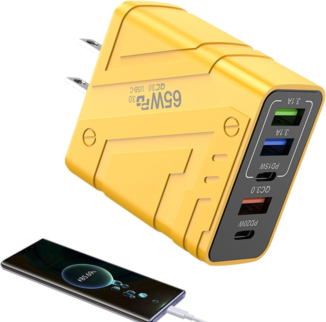 Caricatore USB | Adattatore Di Alimentazione Multiporta A Blocco Con Protezione Da Sovratensione | Caricabatterie USB | per l’Utilizzo in Casa, in Ufficio, durante i Viaggi ei Viaggi di Lavoro