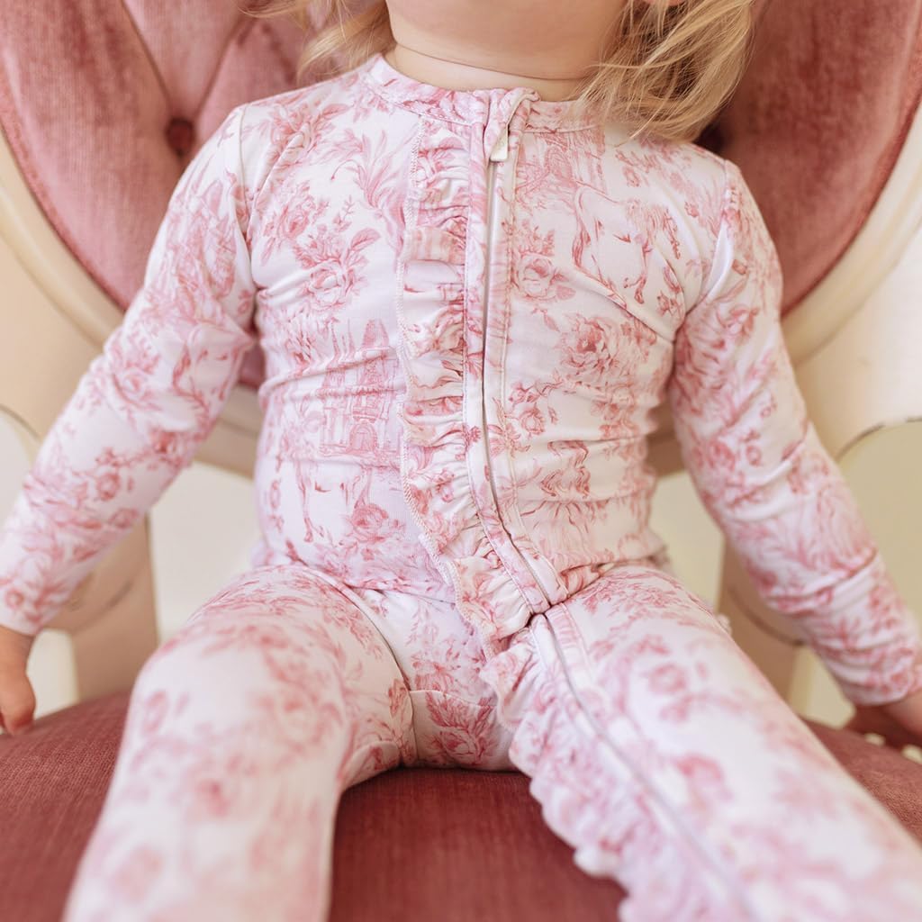 Ruffled Zippered Vintage Pink Rose One Piece - Image 2