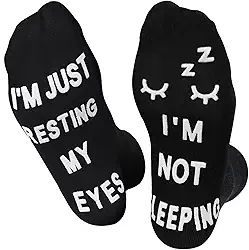 Presentes de aniversário para pai, homens, marido, avô, mulher, ideia de Dia dos Pais, Natal, não estou dormindo, meias engraçadas, Meias de cílios, G