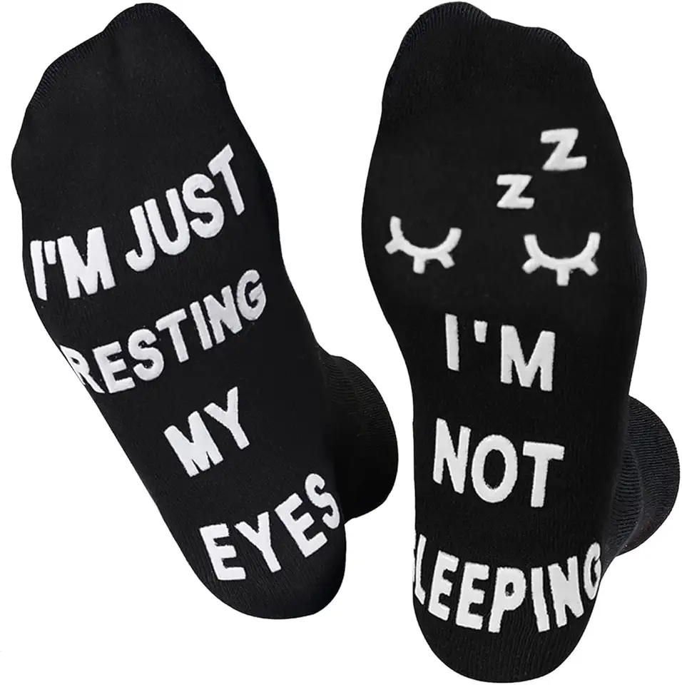 Presentes de aniversário para pai, homens, marido, avô, mulher, ideia de Dia dos Pais, Natal, não estou dormindo, meias engraçadas, Meias de cílios, G