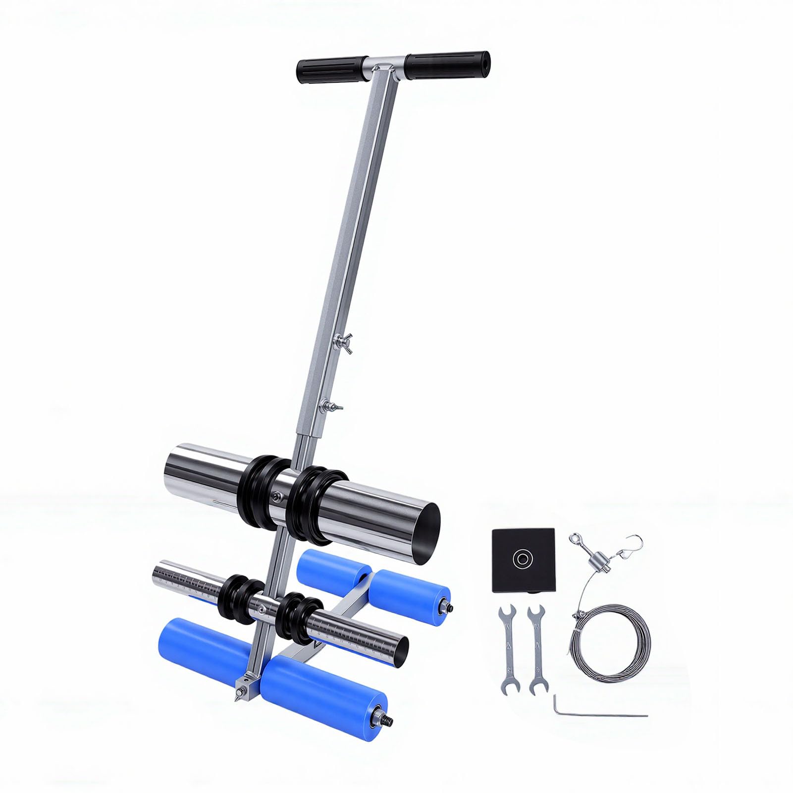 RIZGHWOY Regulowany Aplikator Taśmy o Wysokości 70-80 Cm, Ergonomiczna Maszyna do Znakowania Linii z Podwójnym Układem Rolek, Regulowany Odstęp 4-28 Cm, do Podjazdu, Boiska Koszykówki,