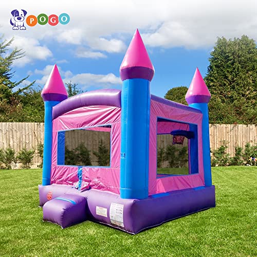 Pogo Bounce House Crossover Kids Inflatable Duo with Blower, Pink and Tropical Jumper - Thumbnail 2
