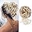 KETHBE Messy Bun Hair Piece Tousled Updo Hair Buns Extension Elastic Hair Band Hair Pieces Curly Hair Bun Scrunchie For Women (Highlights Blonde)