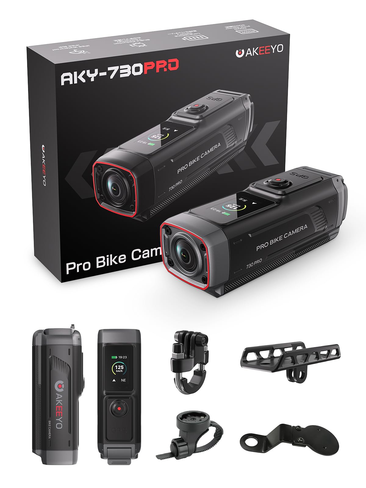 AKEEYO AKY-730Pro 4K Motorrad/Fahrrad Dashcam,60FPS Action-Kamera mit EIS-Stabilisierung,1,14" Touchscreen, integriertes GPS,IP66 wasserdicht, bis zu 6 Stunden Akkulaufzeit,Loop-Aufnahme, Parkmonitor