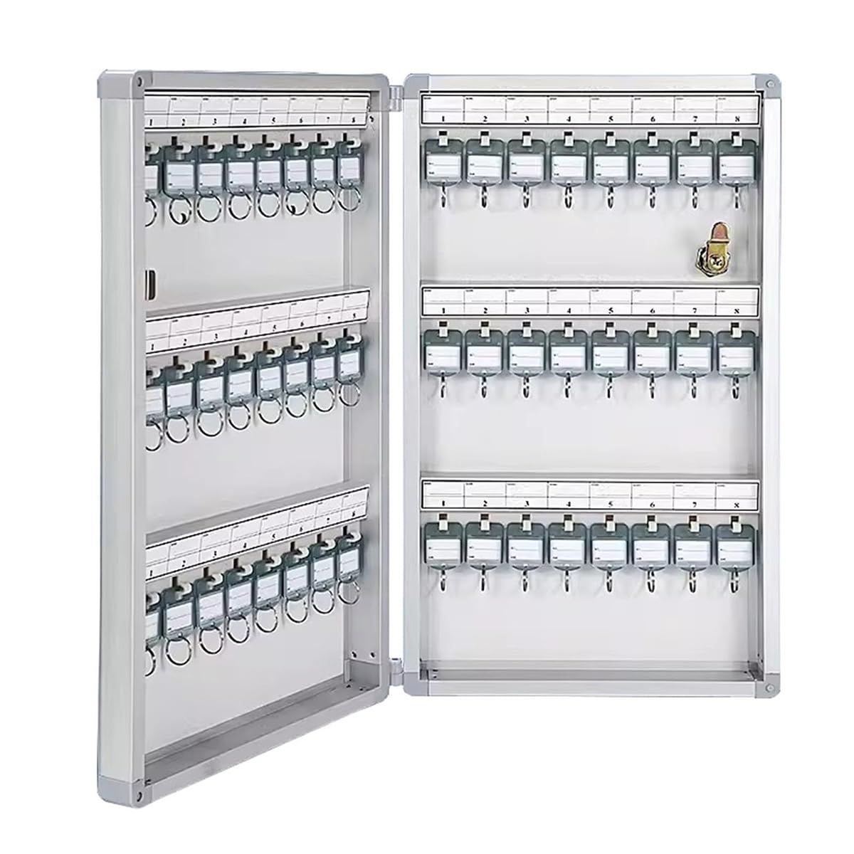 Armoire à clés murale en aluminium avec 48 crochets pour hôpitaux, hôtels et usines, grande capacité et durable