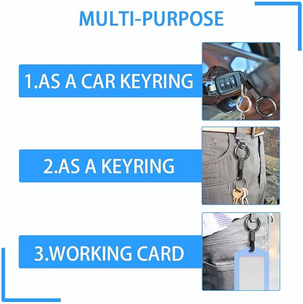 Llavero de Cuero para Coche, Llavero Universal para Auto con Anillo Giratório de 360°, Aleación Metálica Resistente, Accesorio Elegante para Hombre y Mujer, Negro , S - 4