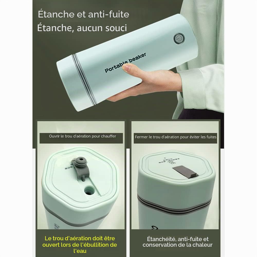 Andoer Bouilloire de Voyage en Acier Inoxydable Mini Bouilloire Electrique de Voyage 350 ml Bouilloire de Voyage Portable 3 en 1 Chaudière à eau Chaude Arrêt Automatique Cuisson Rapide pour Thé Café