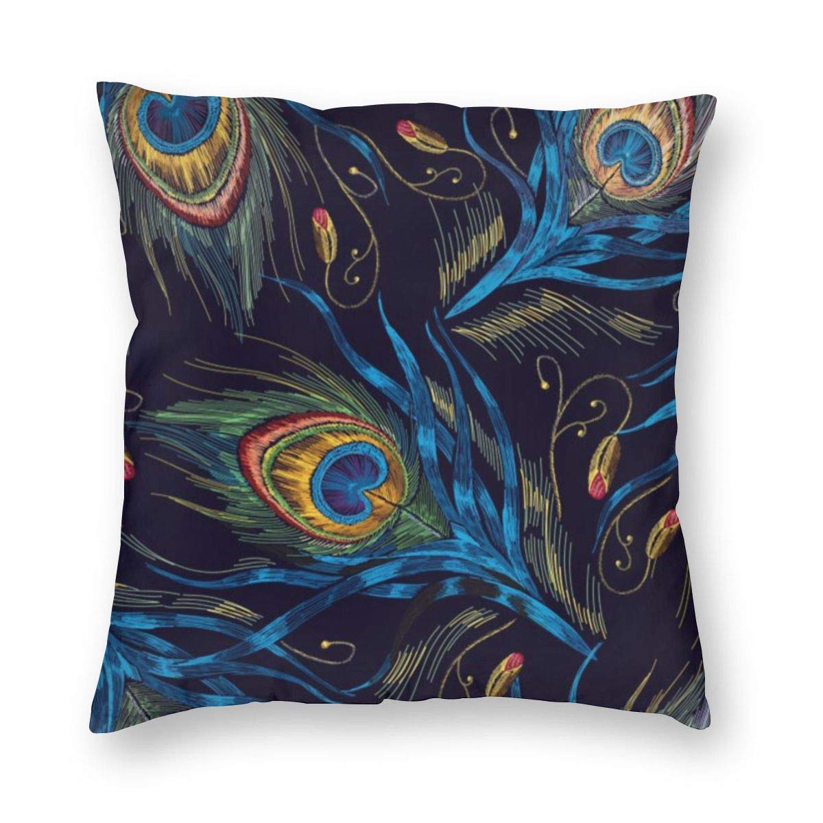 Amazon Co Jp 孔雀の羽の刺繍 クッションカバー 座布団カバー 北欧 おしゃれ 部屋飾り 抱き枕カバー 45 45cm 部屋雑貨 正方形 ソファー 車用 インテリア 飾り ベッド 背当て 枕カバー 1枚セット ホーム キッチン