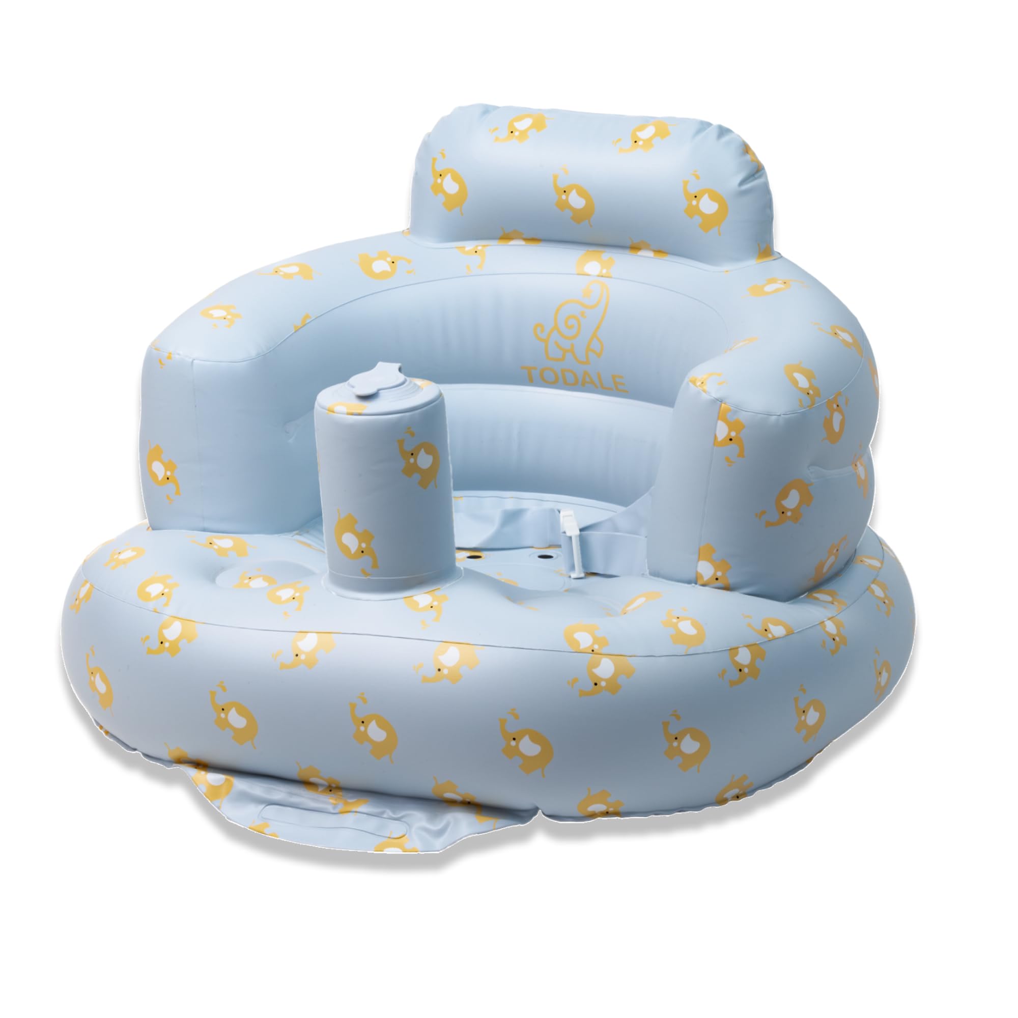 todale inflatable baby seat 3 months & up - inflatable chair with built-in pump, floor toddler chair for boys & girls, bear blue - baby bouncer
