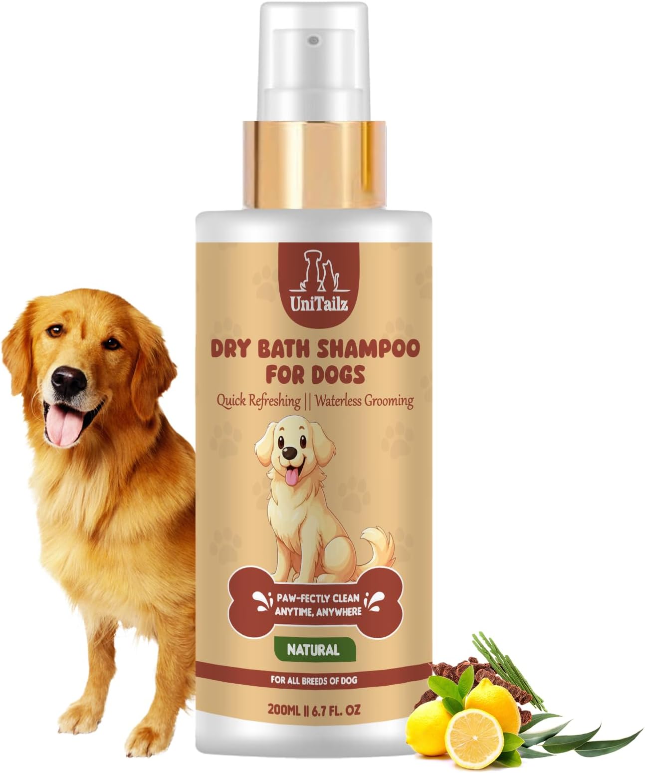 - Dry Bath Shampoo for Golden Retriever Dogs, Puppy | Instant Waterless Spray Dog Shampoo for Quick Clean & Refreshing, Fresh Fragrance | Easy to Use Dog Shampoo for All Dog Breed –200Ml