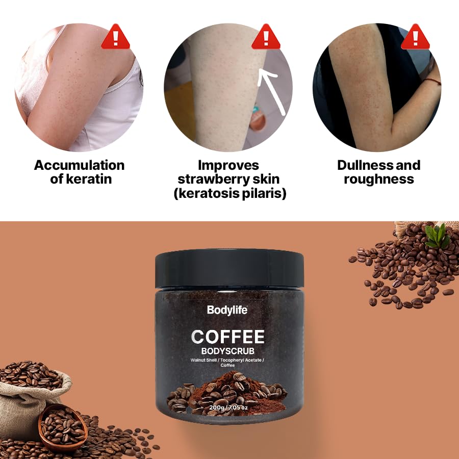 Coffee Body Scrub Exfoliating Sugar Scrub for Body Dead Skin Remover Moisturizing Body Polish Smooth Skin Shower Bath Body Exfoliator Skin Smoothing Scrub 10.58 oz