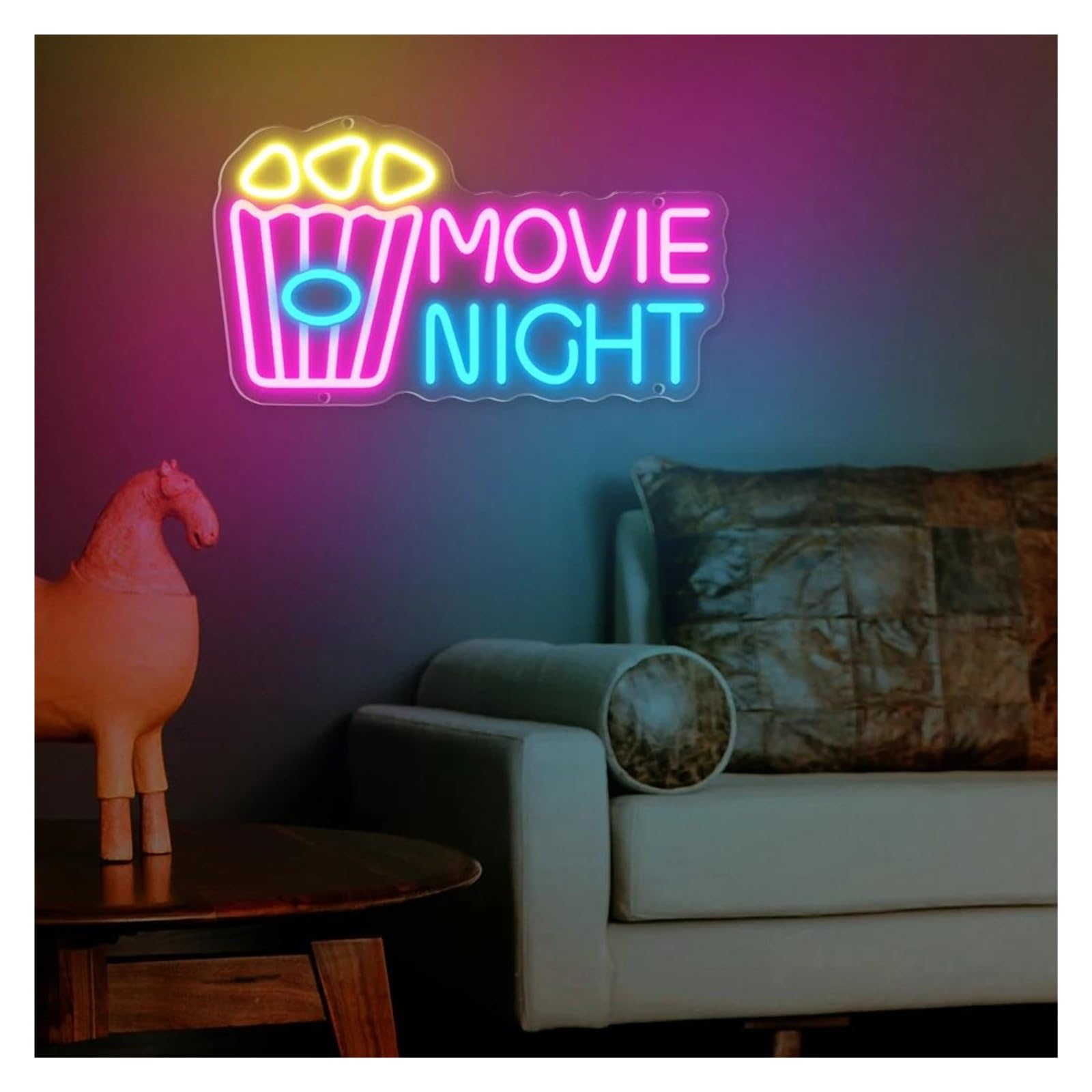 Insegna al Neon Luce Al Neon Per La Notte Del Cinema Luce Cinema Festa Ristorante Bar Taverna Club Stanza Decorazione Murale 34x19.2cm