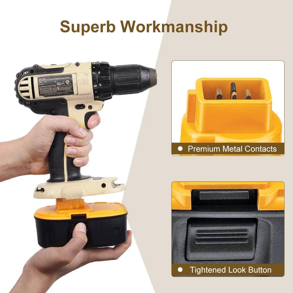 2 Pièces Batterie de Remplacement 18V 4500mAh Ni-MH pour Dewalt 18V