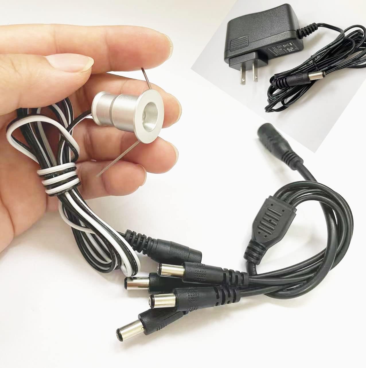 Dimmable 3-5pcs/kits Recessed Installation DC12v 0.5W Mini LED Puck/Under Cabinet Lights,Mini LED Spotlight Downlight (Non Power) (Warm White, 5pcs Kits)