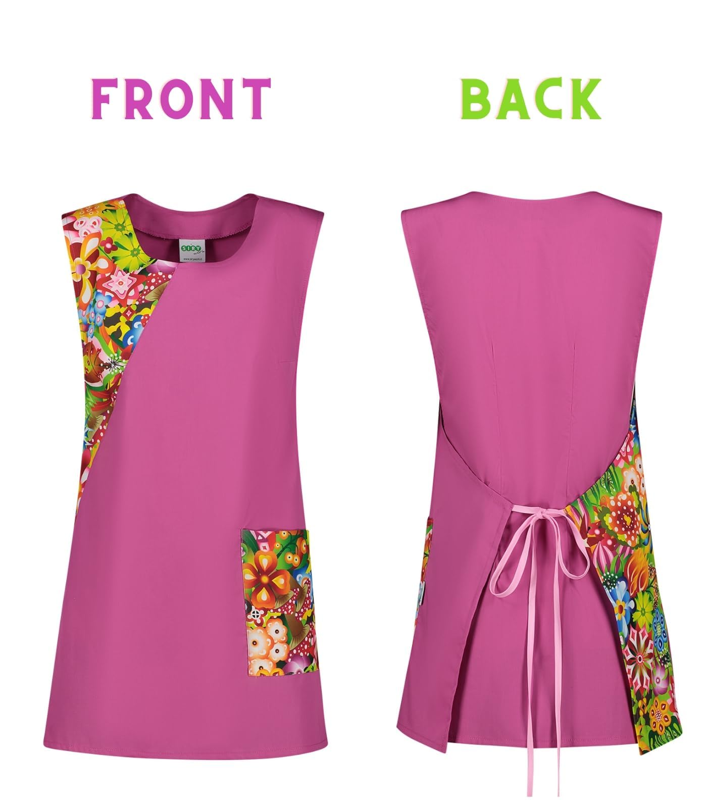Siry Work Delantal para mujer, art. Frisa, 35 % algodón y 65 % poliéster, talla única, fabricado en Italia, ideal para maestra, alimentos, peluquería, esteticista, empresa de limpieza, Glicina F60,