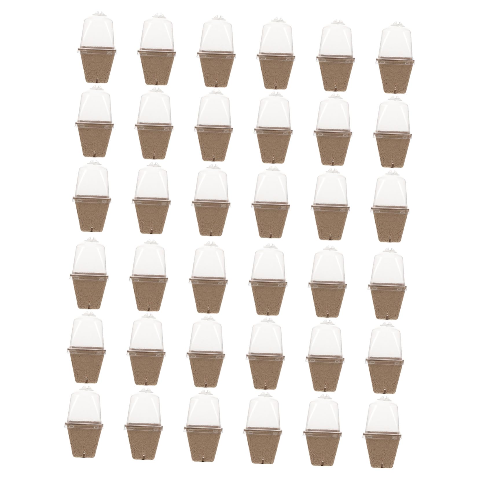 iplusmile Pots de Semis Carrés avec Dôme Ventilé en Pâte de Papier Lot de 36