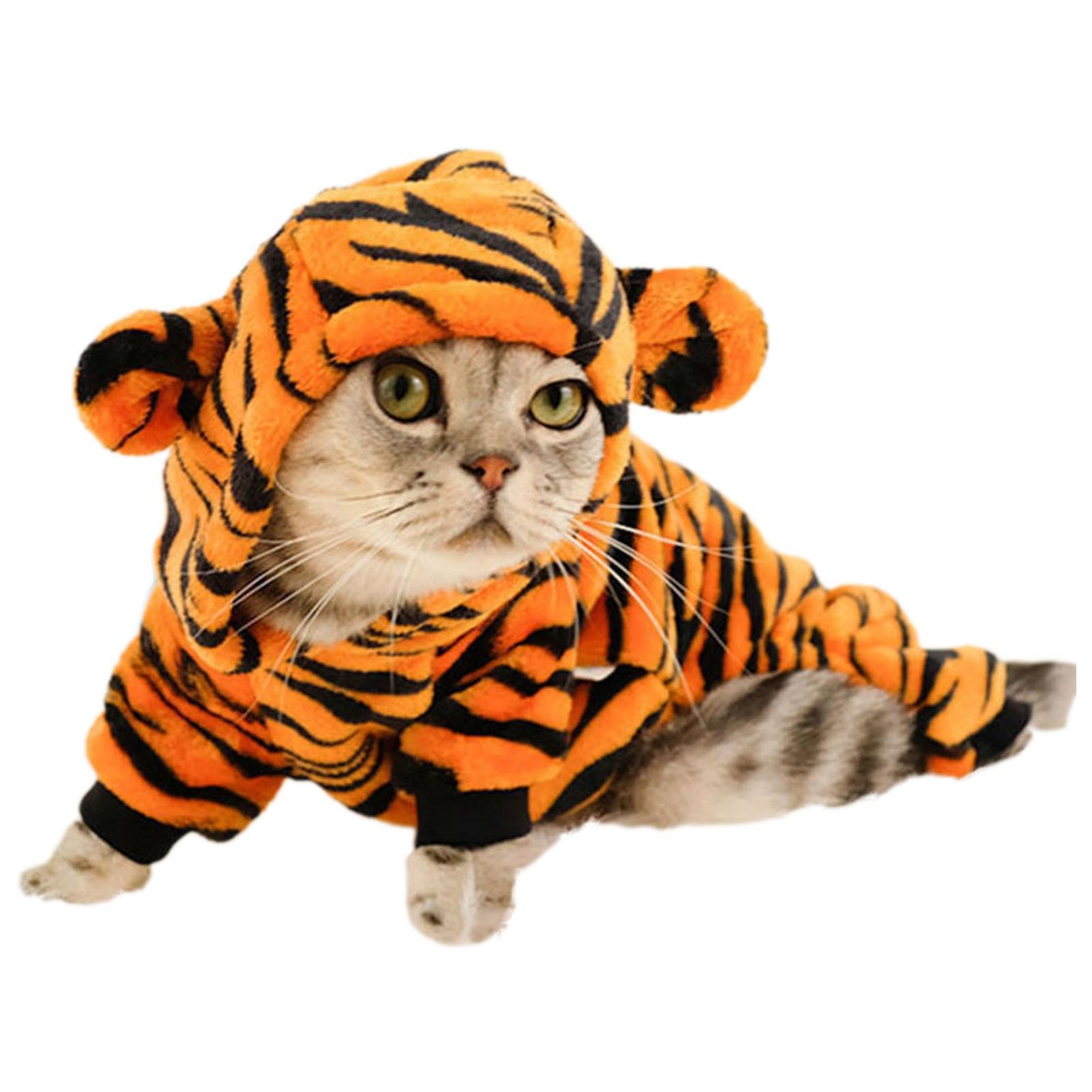 Luckxing Halloween Animal Pet Costume,Transform Your Pet into a Dinosaur or Tiger Dress-up Cosplay Props | Tiger, Halloween Supplies, Cat Cosplay Costumes for Small & Medium Dogs, Cosplay