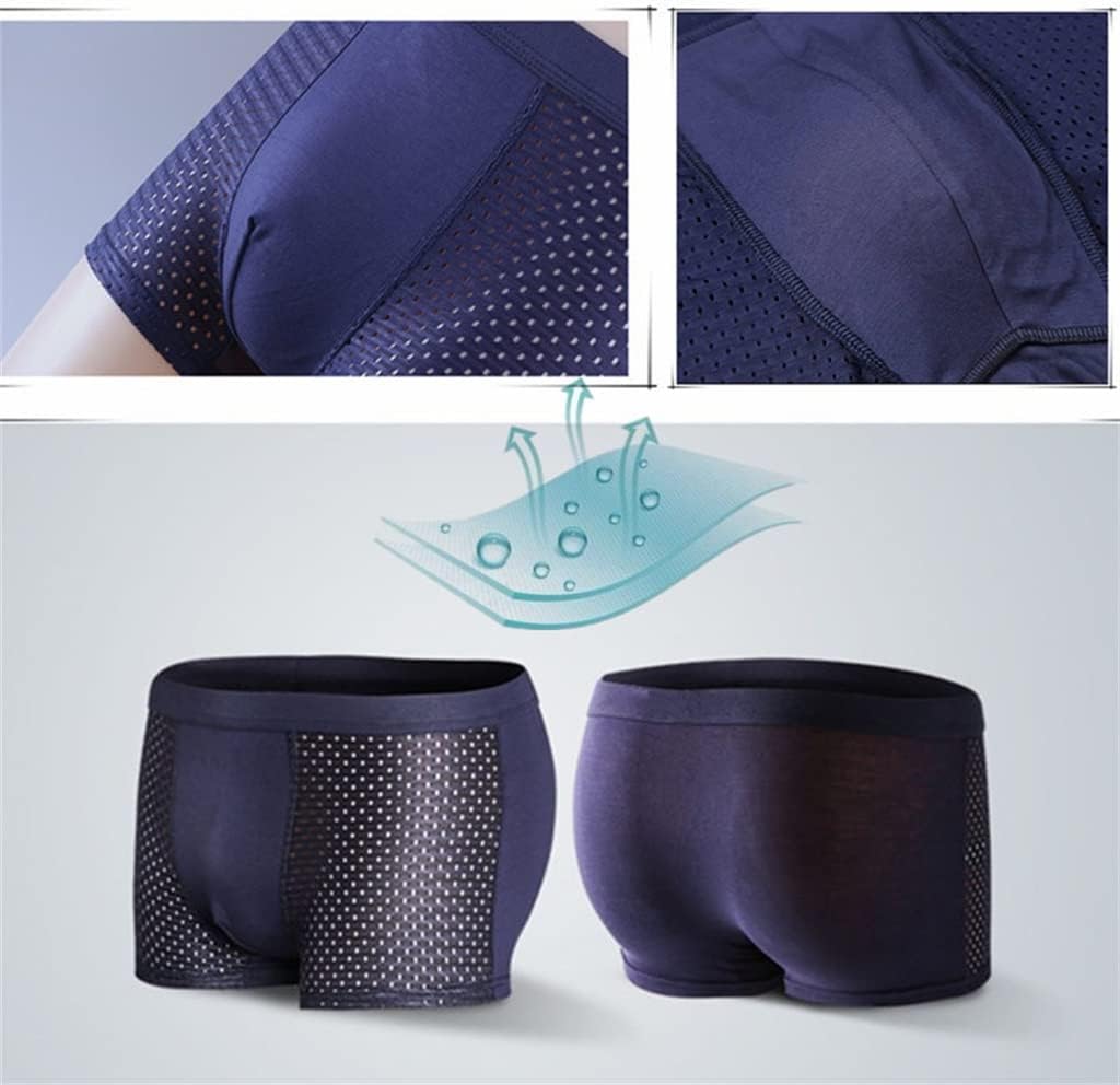 TJLSS 4 Pieces/Lot Men's Underwear Boxer Briefs mesh Men's Shorts Fitted Briefs with Pockets (Color : D, Size : 5X-Large) : Clothing, Shoes & Jewelry