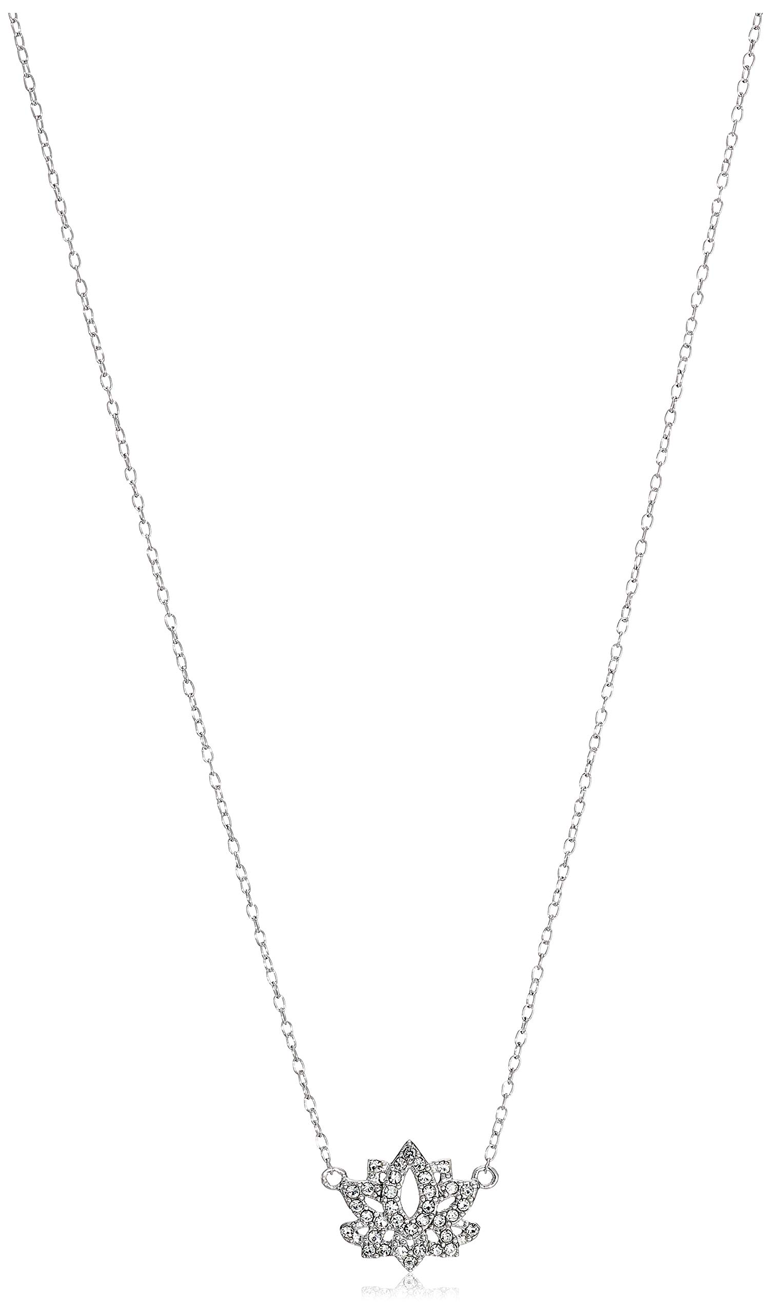 Amazon CollectionRhodium Plated Sterling Silver Ctystal Pendant Necklace, 16" +2"