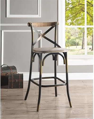 Miniatura 27 de Acme Furniture Zaire Silla de bar, nogal/negro antiguo Negro y amperio; roble antiguo,Rojo y roble,Cielo y roble,Turquesa y Roble,Nogal/Blanco