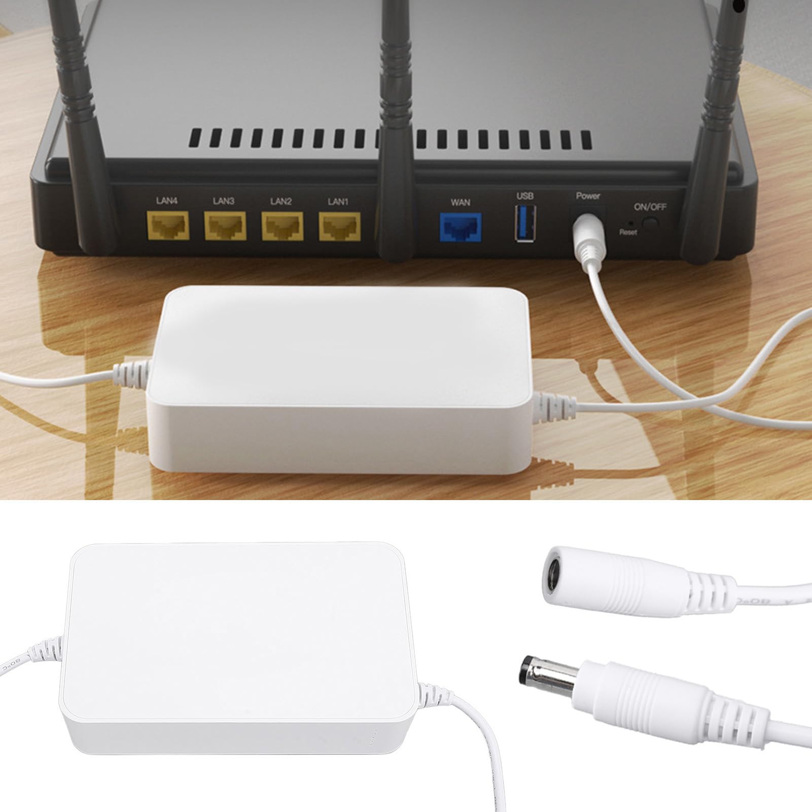 Zasilacz UPS 9000mAh DC12V 2A Zasilacz Awaryjny Awaryjne Zasilanie Bateryjne dla Modemu Routera Kamera Ochrony (SUNFECILIr06w1udg5y-12)