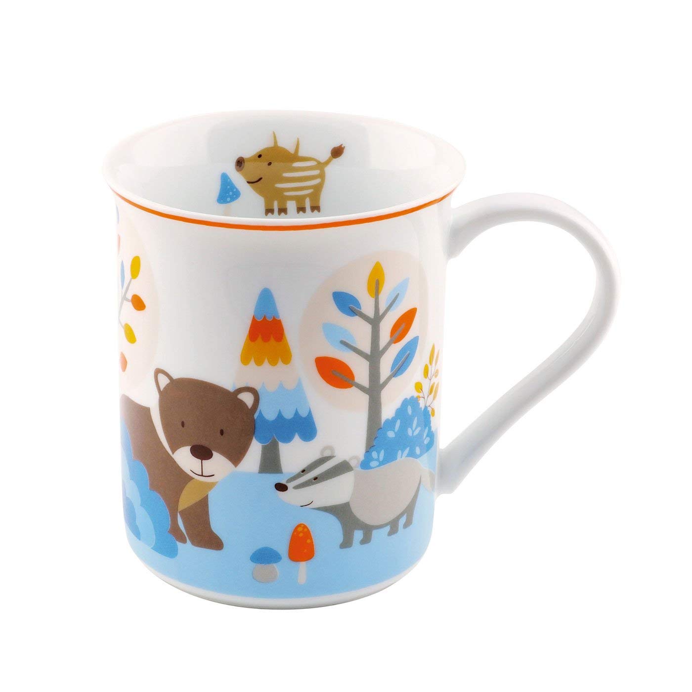 Puresigns FRIENDS Kindergeschirr Set 7-teilig - Langlebiges Design mit Waldtieren - Dachs, Bär & Wildschweinfamilie - Inkl. Besteck, Teller, Müslischale & Tasse | Geschirr + Besteck, BPA-frei & spülmaschinenfest