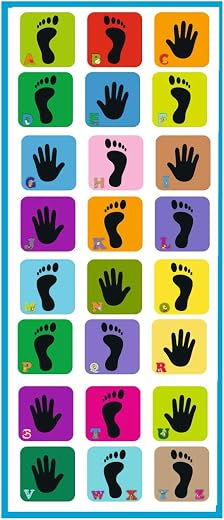 Colorful Hand and Foot Print Design, Alphabet Game for Kids, Indoor Activity Markers, hopsctoch Game for Kids Baby Play mat