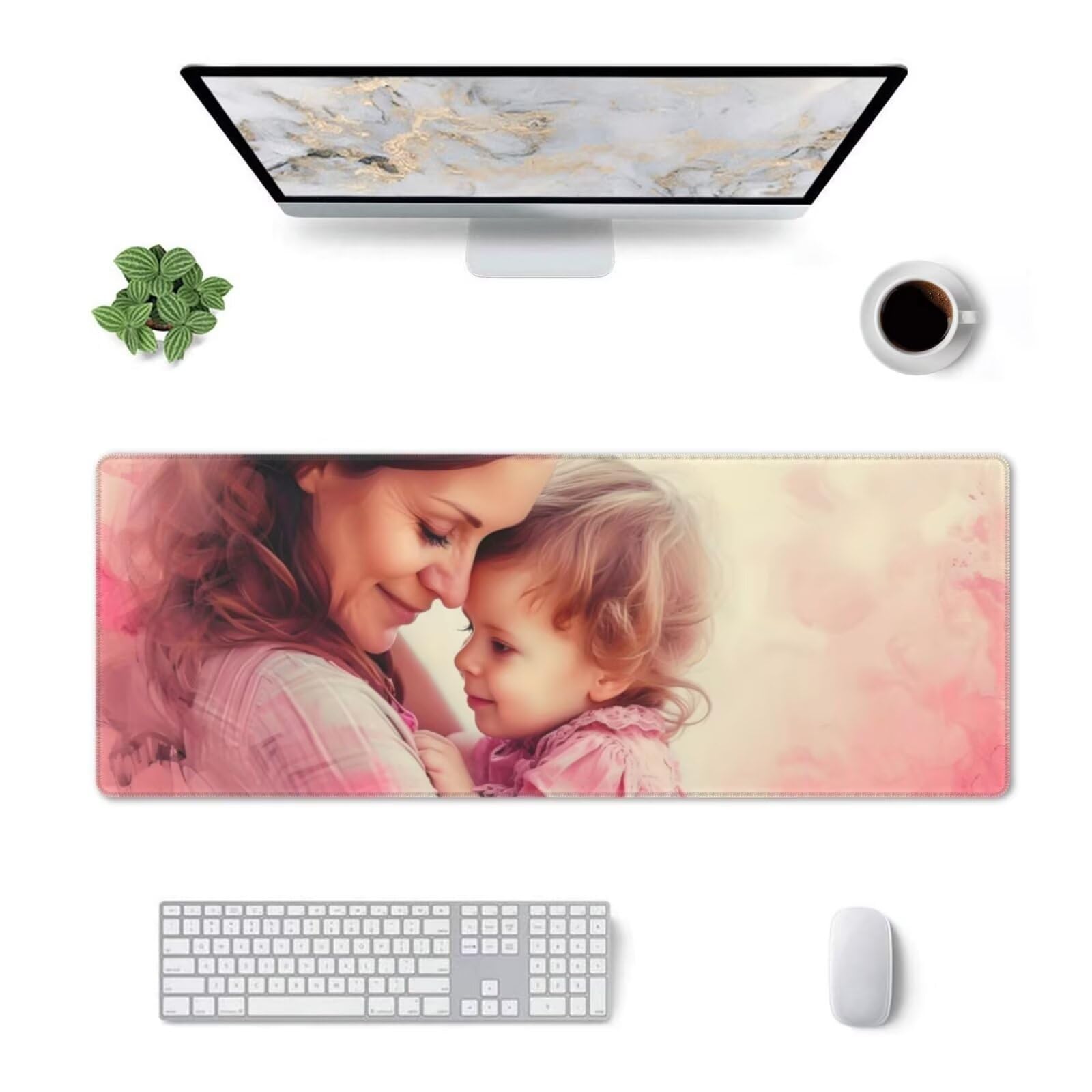 Tappetino Mouse, Tappetino Mouse Gaming Grande XXL 1500x800x3mm Tappetino Scrivania Mouse Pad, Base in Gomma Antiscivolo, Bordi Cuciti,Lavabile, Mousepad per Ufficio e Gaming (Madre figlio) R-526