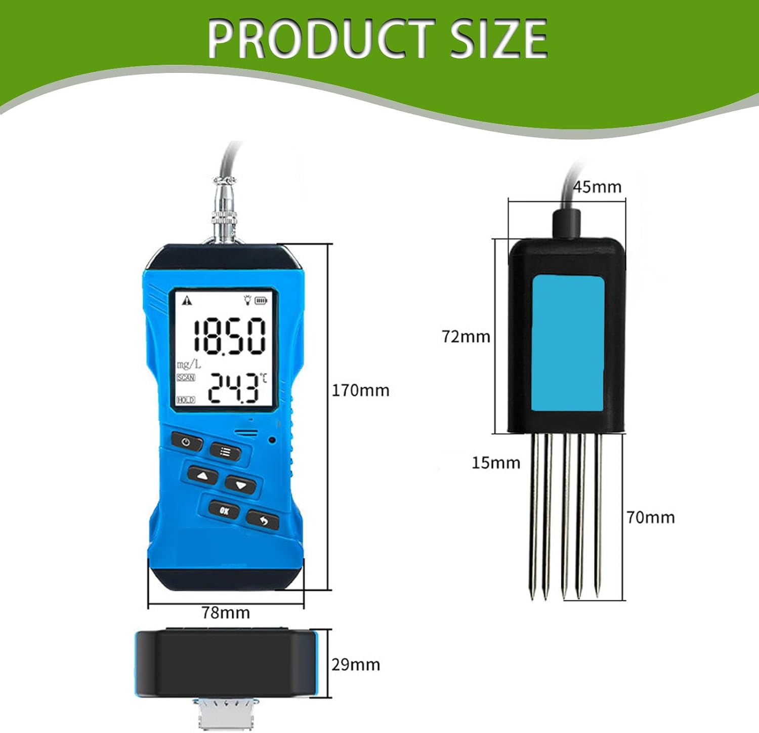 NPK Tester,Nitrogen Phosphorus Potassium Tester with High Accuracy Intuitive Digital Display,PH,Moisture,Nutrient Conductivity,Ec Meter, for Gardening.