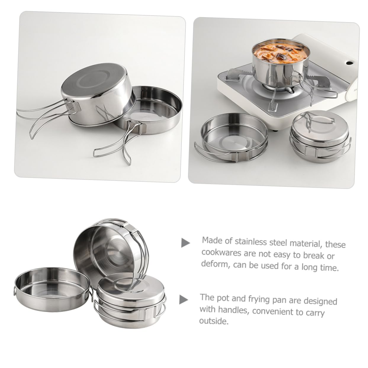 Ensemble De Camping SUPVOX – Bol 500 Ml, Casserole En Acier Inoxydable 304, Léger, Pour Randonnée Et Pique-nique