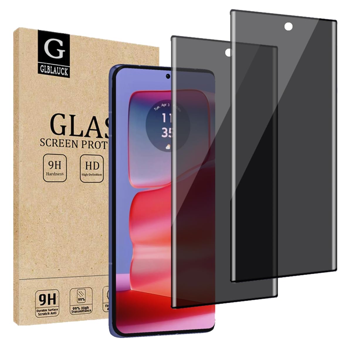 [2-Pack Privacy Screen Protector for Moto Edge 50 Pro, 9H Hardness Anti-Spy 3D Curve Edge Tempered Glass Screen Protectors for Motorola Edge 50 Pro