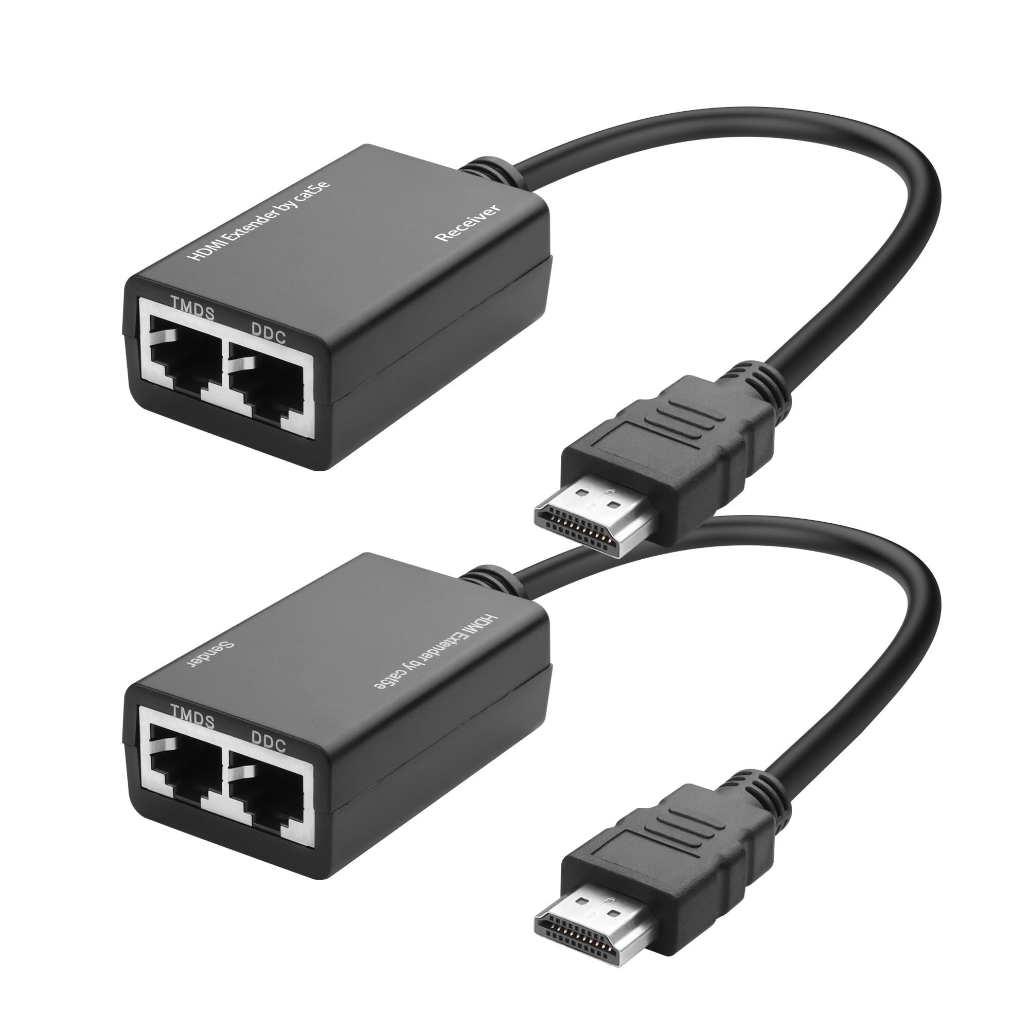 YACSEJAO HDMI Extender Over HDMI to Cat5e/6 Network Balun Adapter Converter 100FT/30M Sender Signal Amplifier Repeater Transmitter Support Up to 1080P-image-23