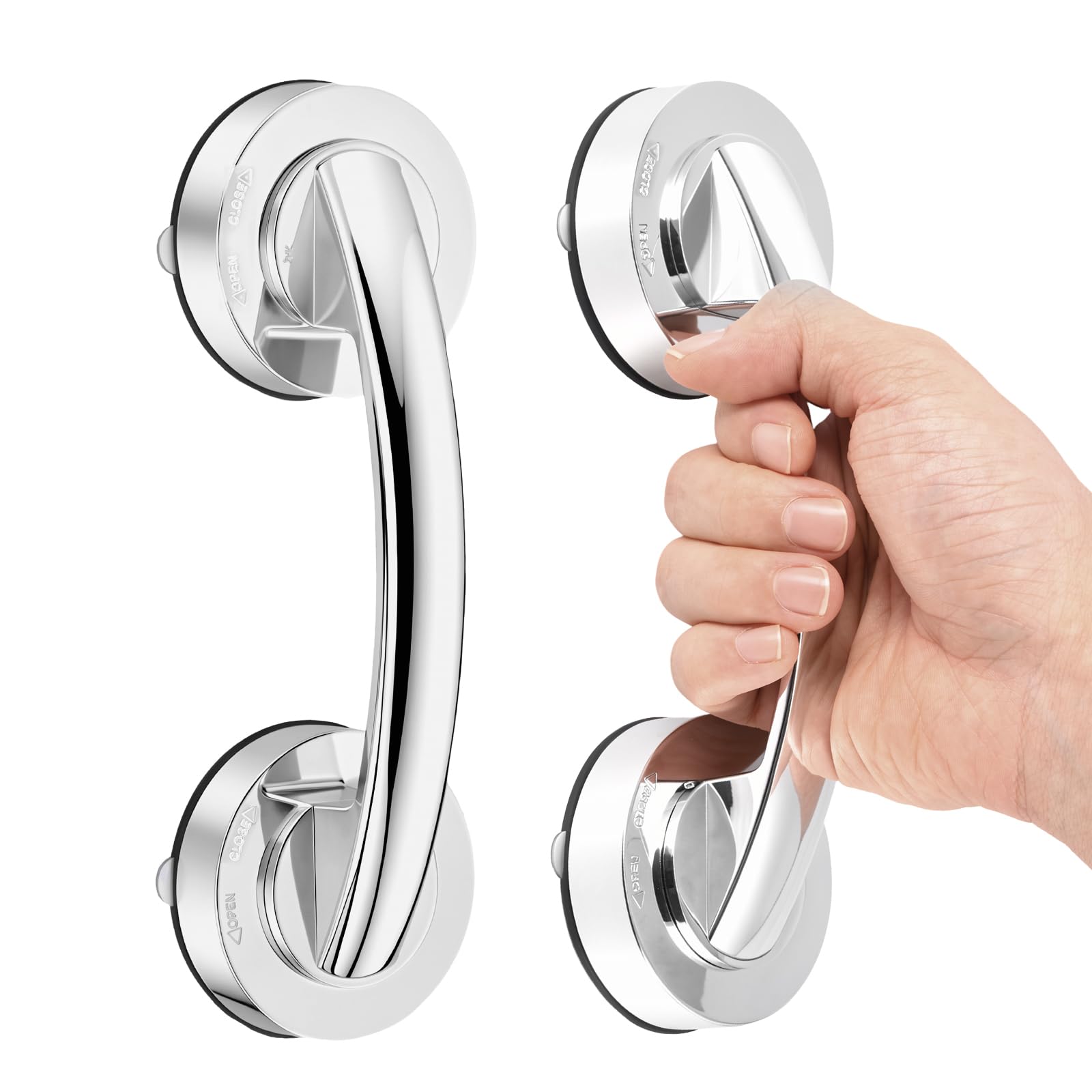 Suction Grab Rails for Bathroom 2Pcs 19cm Portable Bathtub Handles Suction Mobility Aids Safety Grab Handle, No Fixings Needed for Children and Disability Aids for for Elderly Disabled(Silver,2)