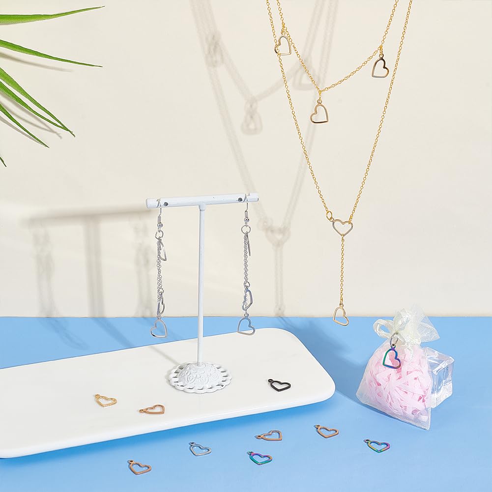 UNICRAFTALE - Colgante de corazón hueco, hipoalergénico con colgante de acero inoxidable, 1 mm pequeño agujero para la fabricación de joyas