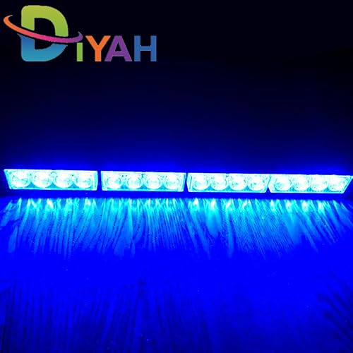 Miniatura 1 de DIYAH Barra de luz estroboscópica LED de 16 LED de 18 pulgadas con advertencia de emergencia para vehículos (azul)