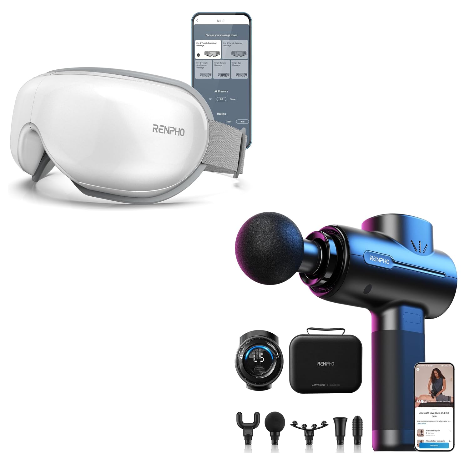 RENPHO Massage Gun Deep Tissue FSA Eligible Eye Massager with Heat