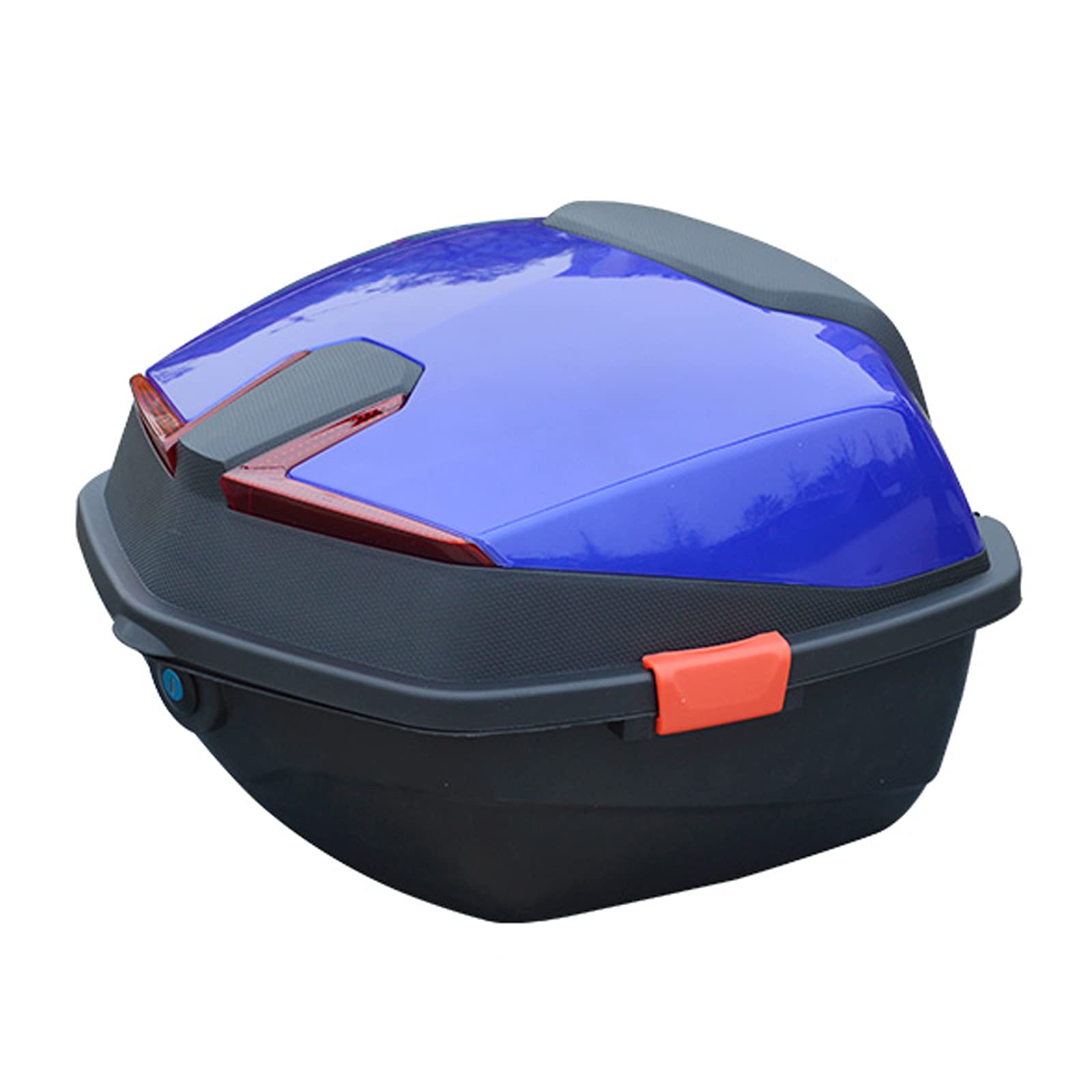 Top case moto réfléchissant la nuit pour ranger un casque touring en sécurité