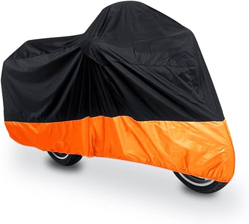 uxcell L 190T protector de polvo de lluvia negro+naranja scooter motocicleta cubierta 86 "para Harley Davidson