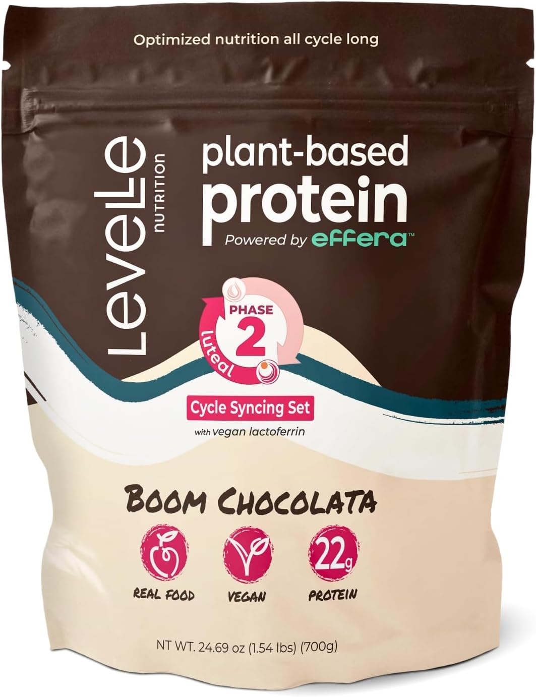 Boom Chocolata Plant-Based Protein Powder - Phase 2: Luteal | Pea & Pumpkin Protein | Iron, Fiber & Vegan Lactoferrin | No Artificial Sweeteners
