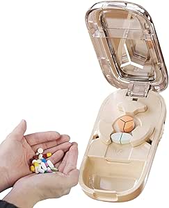 Tagliapillole E Tritacompresse 2 In 1 – Divisore Per Pastiglie Grandi E Piccole Con Contenitore Integrato – Frusta Pillole - 2