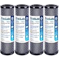 1 Micron 10" x 2.5" Whole House CTO Carbon Sedimen Water Filter Compatible DuPont WFPFC8002, WFPFC9001, SCWH-5, WHCF-WHWC, FXWTC, RO Unit for Under Sink & Countertop Filtration System,4Pack