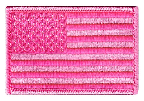 American Flag Embroidered Patch Pink USA United States of America Iron-On Emblem